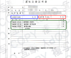 運転記録証明書の見本